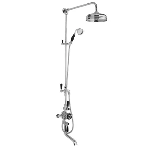 Hudson Reed Topaz Black Triple Thermostatic Shower Valve with Rigid Riser Kit + Bath Spout