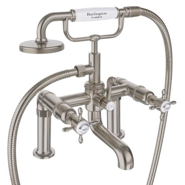Burlington Guild Deck Mounted Bath Shower Mixer   Brushed Nickel