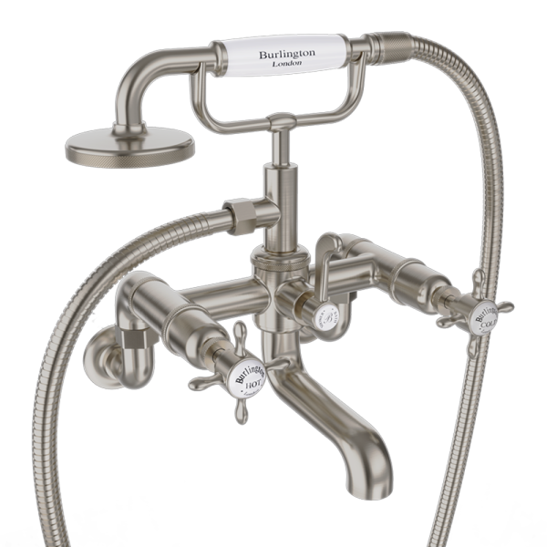 Burlington Guild Wall Mounted Bath Shower Mixer   Brushed Nickel