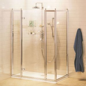 Burlington Traditional Hinged Shower Door with 2 x Inline Panel & Side Panel 90cm Door   2 x 40cm Inline Panels   80cm Side Panel