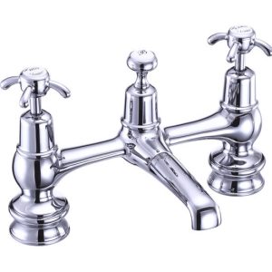 Burlington Anglesey Regent   Chrome 2 Tap Hole Bridge Basin Mixer with Plug & Chain