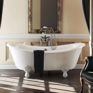 Burlington 1640 Bateau Roll Top Bath + White Claw Feet