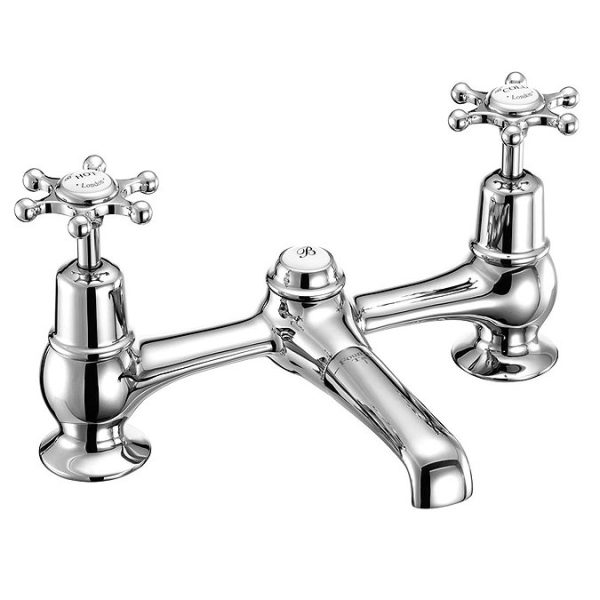 Burlington   Birkenhead 2 Tap Hole Bridge Basin Mixer with Plug & Chain - Image 2
