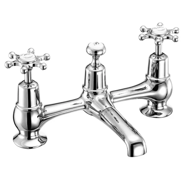 Burlington   Birkenhead 2 Tap Hole Bridge Basin Mixer with Plug & Chain