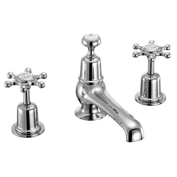 Burlington Birkenhead Chrome 3TH Basin Mixer with Pop Up Waste