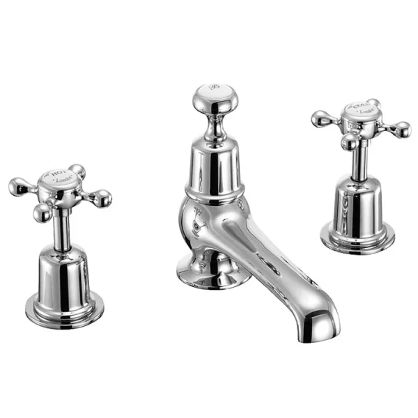 Burlington Claremont Chrome 3TH Basin Mixer with Pop Up Waste