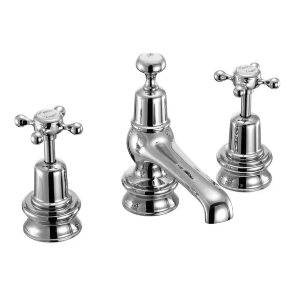 Burlington Claremont Regent   Chrome 3 Tap Hole Basin Mixer with Pop Up