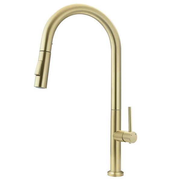 Bower Geneva Kitchen Sink Mixer with Pull Out Hose and Spray Head   Brushed Brass - Image 3