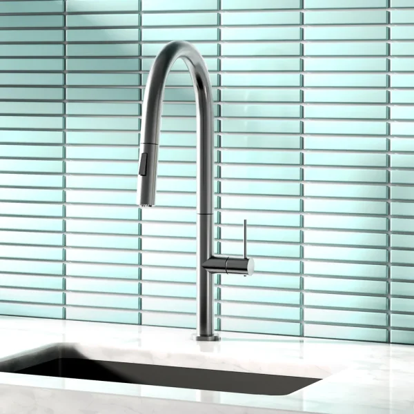 Bower Geneva Kitchen Sink Mixer with Pull Out Hose and Spray Head   Polished Stainless Steel