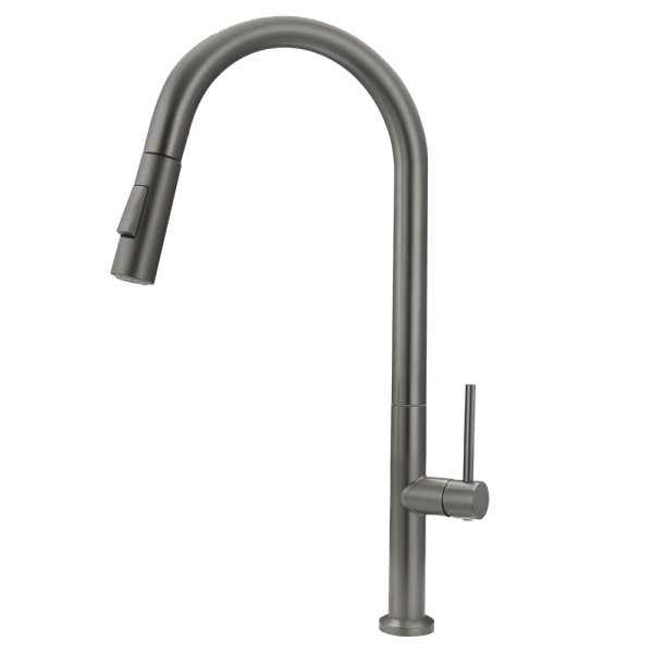 Bower Geneva Kitchen Sink Mixer with Pull Out Hose and Spray Head   Gunmetal Grey