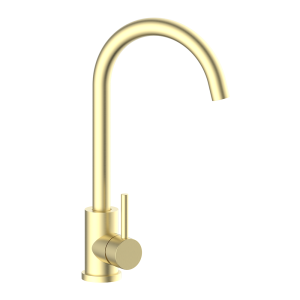 Bower Ontario C Spout Single Lever Kitchen Sink Mixer   Brushed Brass