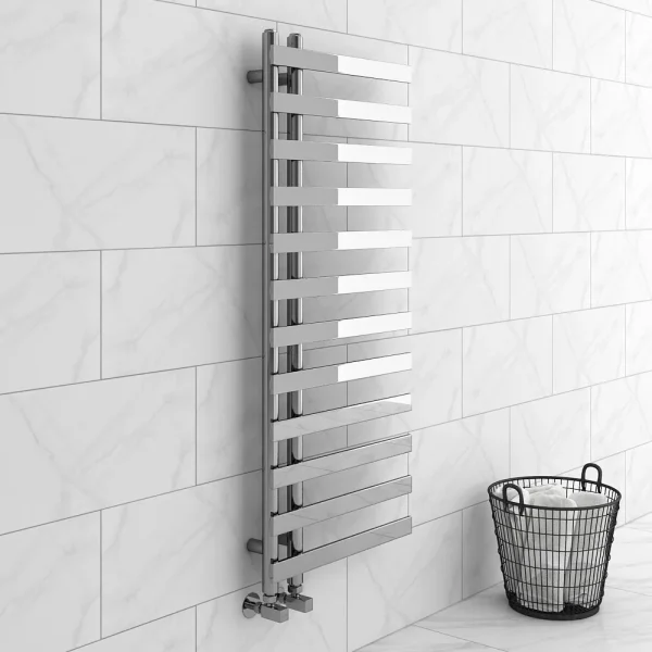 Arezzo Chrome 1200 x 500mm 12 Bars Designer Heated Towel Rail