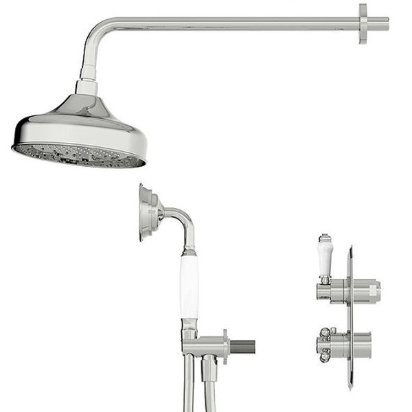 Orchard Dulwich Thermostatic Twin Round Concealed Shower Valve Set with Head + Handset - Image 5