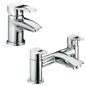 Bristan Capri Contemporary Basin + Bath Filler Tap Pack (inc. Basin Pop up Waste)