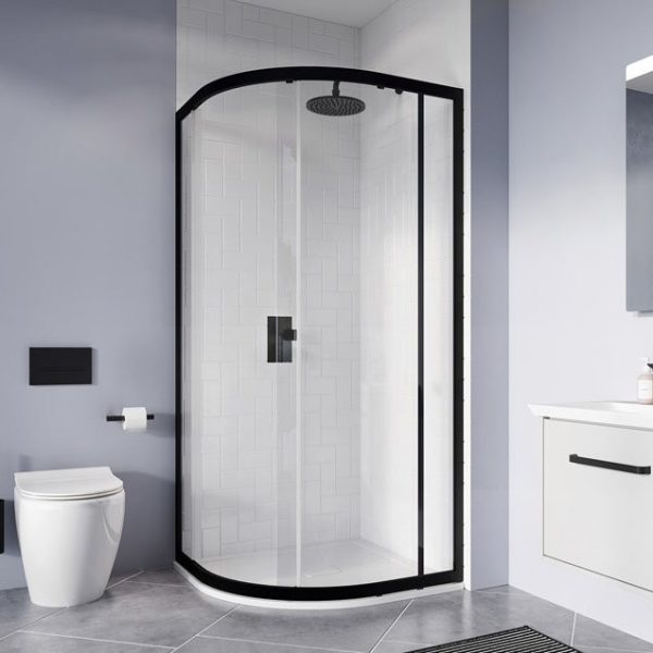 Crosswater 900 x 900mm Clear 6 Matt Black Quadrant Single Door Shower Enclosure - Image 2