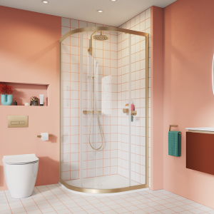 Crosswater 1000 x 800mm Clear 6 Offset Quadrant Single Door Shower Enclosure   Brushed Brass