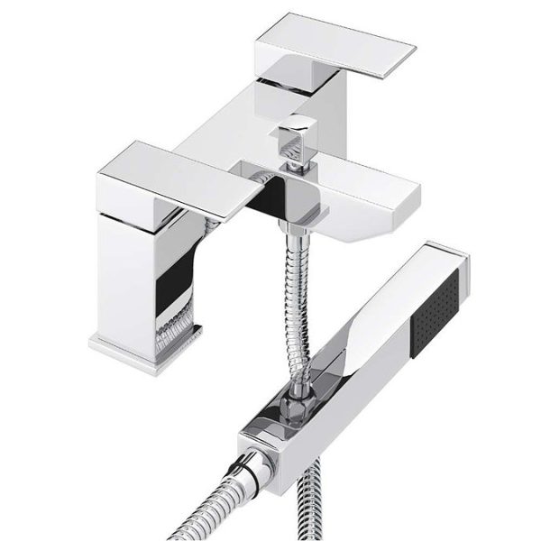 Cast Bath Shower Mixer Tap with Shower Kit   Chrome - Image 2