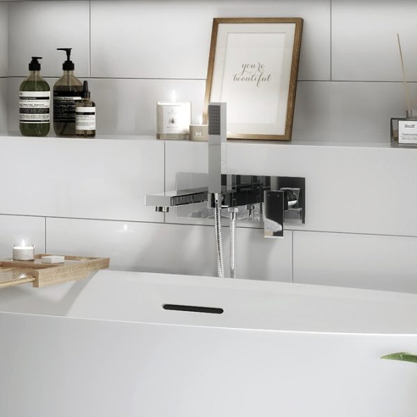Cast Wall Mounted Bath Shower Mixer Tap + Shower Kit - Image 3
