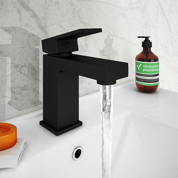 Arezzo Square Matt Black Basin Mono Mixer Tap - Image 2