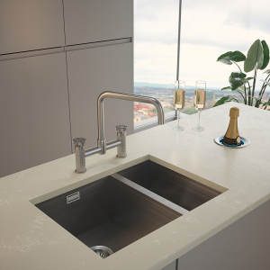 The Tap Factory Quilt Bridge Mixer D Spout Tap with K2 Filter Kit   Brushed Nickel