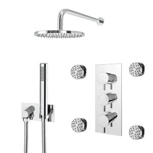 Cruze Shower Pack (incl. 200mm Wall Mounted Head, 4 Body Jets, Outlet Elbow + Handset)