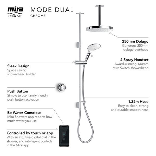 Mira Mode Dual Ceiling Fed Digital Shower   Pumped - Image 3