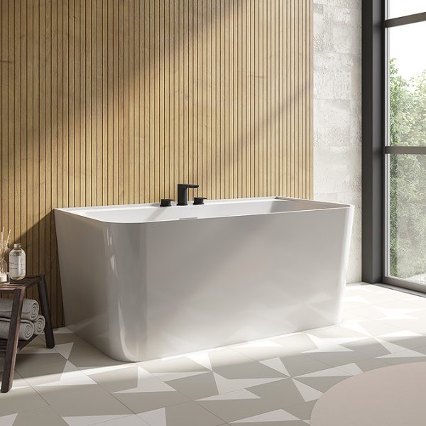 Celeste 1400 x 750 Back to Wall Modern Bath with Chrome Waste - Image 2