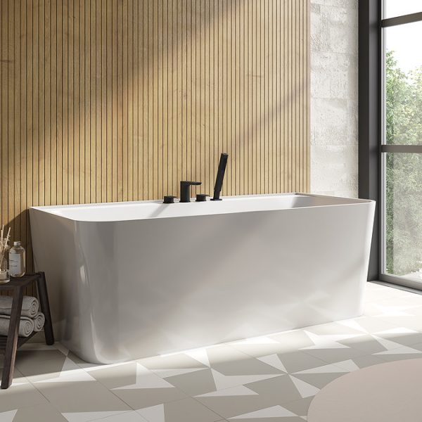 Celeste 1700 x 750 Back to Wall Modern Bath with Chrome Waste - Image 2