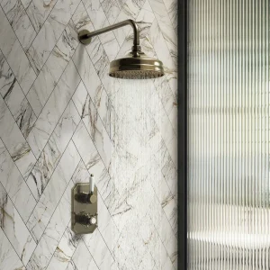 Chatsworth 1928 Antique Brass Traditional Shower with Concealed Valve + 8" Head