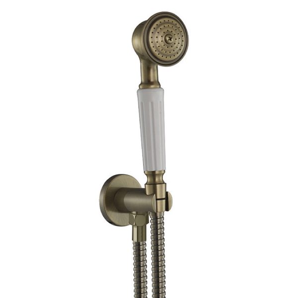 Chatsworth 1928 Antique Brass Traditional Shower with Concealed Valve, 8" AirTec Head + Handset - Image 6