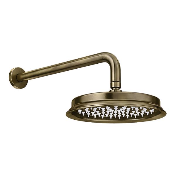 Chatsworth 1928 Antique Brass Traditional Shower with Concealed Valve, 8" AirTec Head + Handset - Image 7