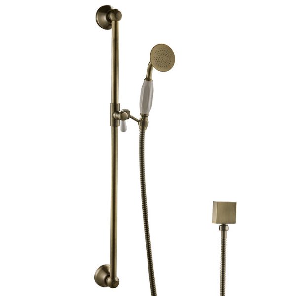 Chatsworth 1928 Antique Brass Traditional Shower w. Concealed Valve, 8" Head + Slide Rail Kit - Image 6