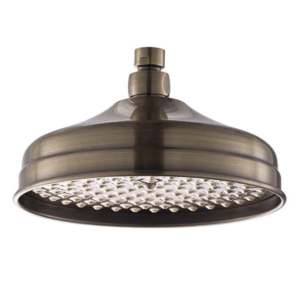 Trafalgar Antique Brass Shower with Concealed Valve, Ceiling Mounted 8" Head + Handset - Image 4