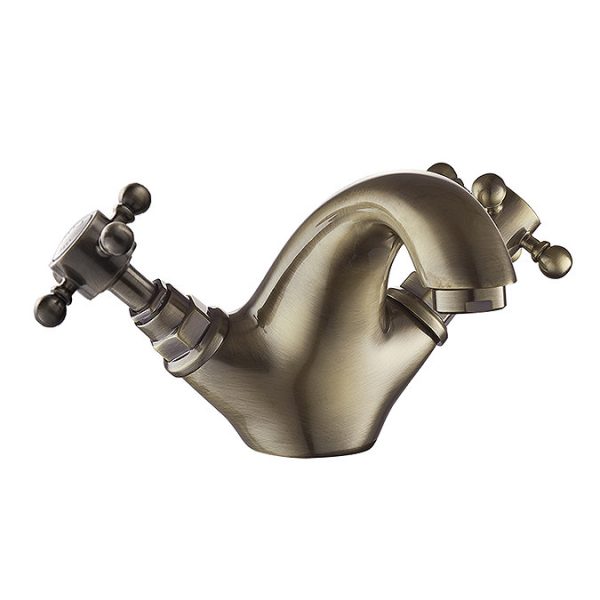 Chatsworth 1928 Antique Brass Traditional Crosshead Mono Basin Mixer Tap - Image 8