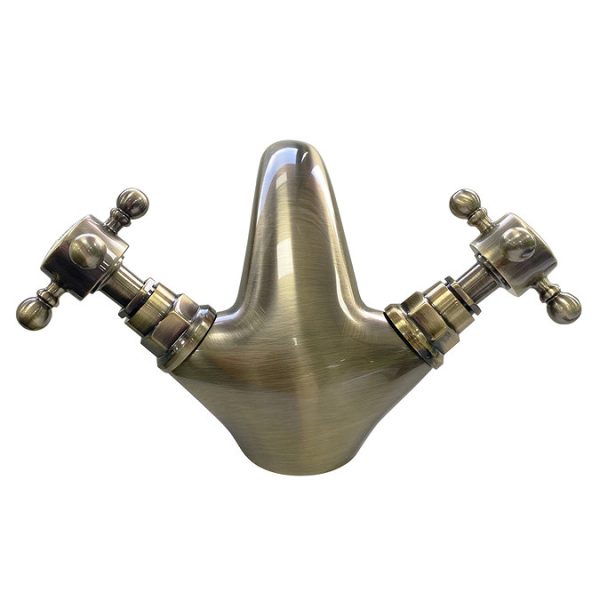 Chatsworth 1928 Antique Brass Traditional Crosshead Mono Basin Mixer Tap - Image 5