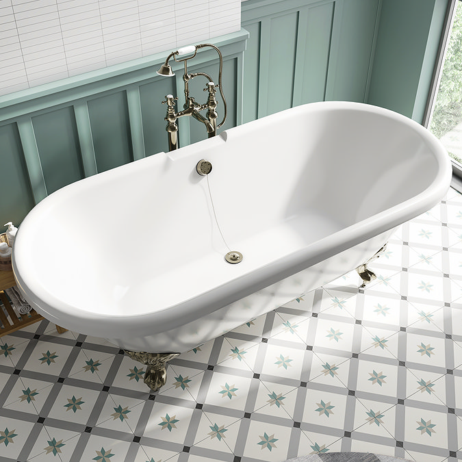 Chatsworth 1928 Antique Brass Crosshead Freestanding Bath Shower Mixer Tap - Image 3