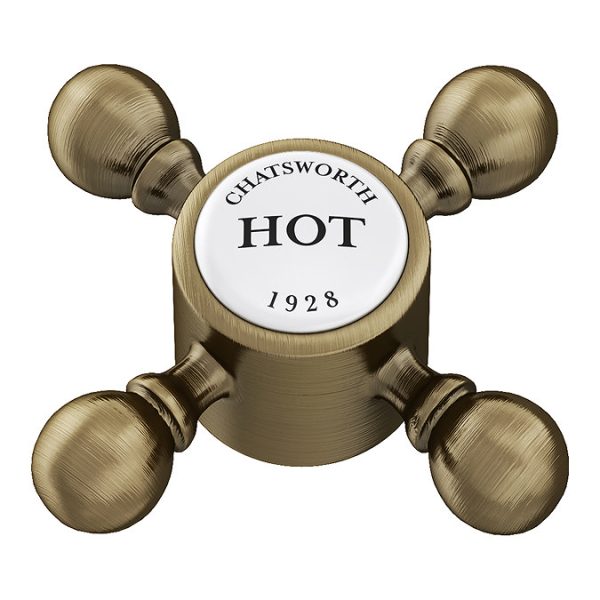 Chatsworth 1928 Antique Brass Crosshead Pillar Bath Taps - Image 2