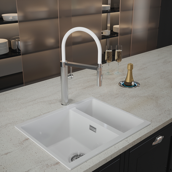 The Tap Factory Quilt Tube Chrome Kitchen Tap with K2 Filter Kit