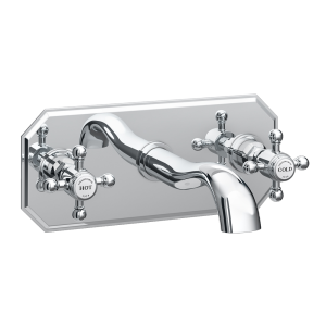 Chatsworth 1928 Wall Mounted Crosshead Basin Mixer Tap with Faceplate   Chrome