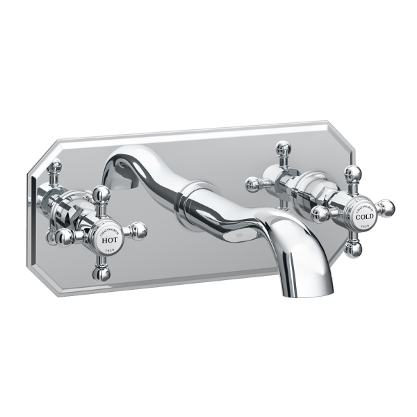 Chatsworth 1928 Wall Mounted Crosshead Basin Mixer Tap with Faceplate   Chrome