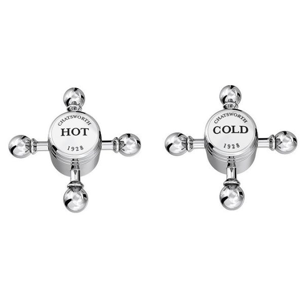 Chatsworth 1928 Wall Mounted Crosshead Basin Mixer Tap with Faceplate   Chrome - Image 3