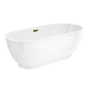 Chatsworth 1500 Freestanding Curved Bath   Double Ended with Antique Brass Waste