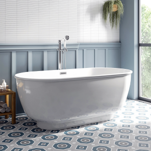 Chatsworth 1500 Freestanding Curved Bath   Double Ended with Chrome Waste