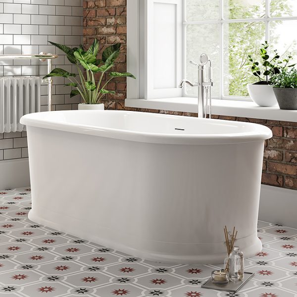 Chatsworth 1800 Roll Top Freestanding Curved Bath   Double Ended with Chrome Waste - Image 8