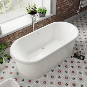 Chatsworth 1800 Roll Top Freestanding Curved Bath   Double Ended with Chrome Waste