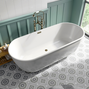 Chatsworth 1700 Freestanding Curved Bath   Double Ended with Antique Brass Waste