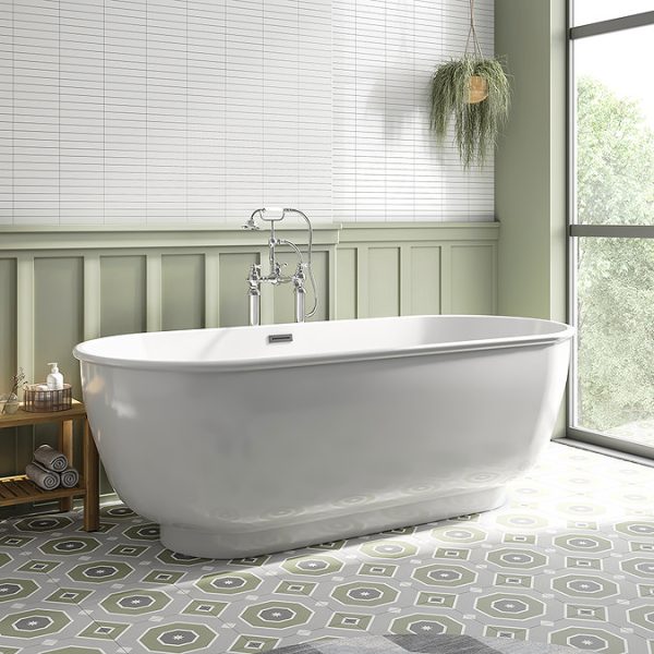 Chatsworth 1700 Freestanding Curved Bath   Double Ended with Chrome Waste - Image 5