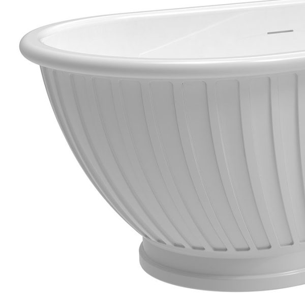 Chatsworth 1700 Fluted Freestanding Curved Bath   Double Ended with Chrome Waste - Image 3