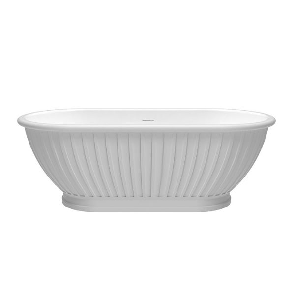 Chatsworth 1700 Fluted Freestanding Curved Bath   Double Ended with Chrome Waste - Image 4