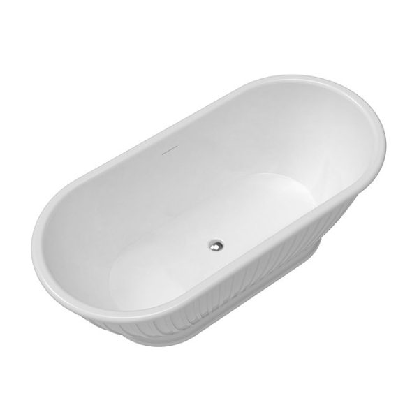 Chatsworth 1700 Fluted Freestanding Curved Bath   Double Ended with Chrome Waste - Image 5